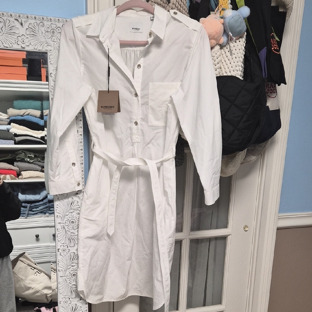 Burberry White Midi Dress